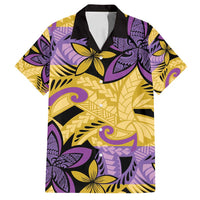 Plumeria Polynesian Pattern Family Matching Puletasi and Hawaiian Shirt Unique Fantasy Yellow Purple