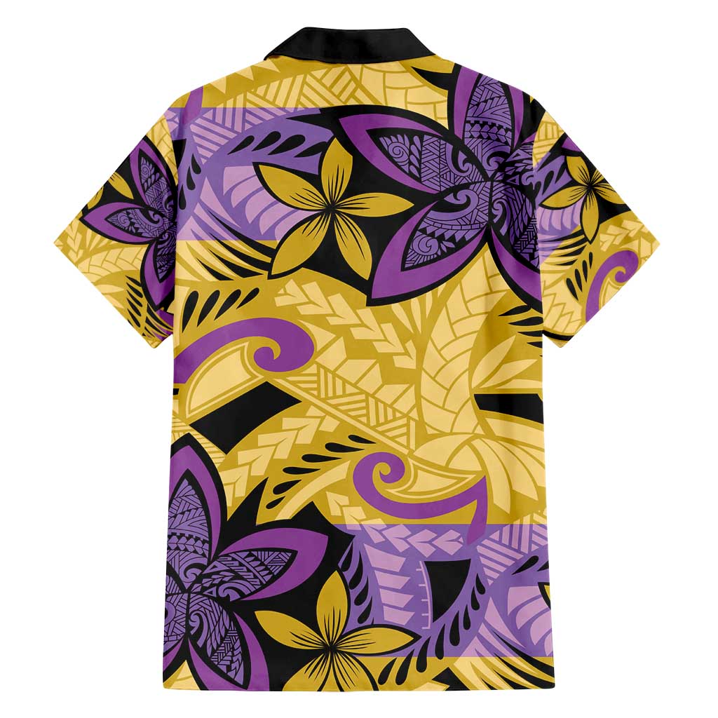 Plumeria Polynesian Pattern Family Matching Summer Maxi Dress and Hawaiian Shirt Unique Fantasy Yellow Purple