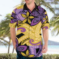 Plumeria Polynesian Pattern Hawaiian Shirt Unique Fantasy Yellow Purple
