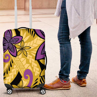 Plumeria Polynesian Pattern Luggage Cover Unique Fantasy Yellow Purple LT01 Yellow - Polynesian Pride