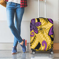 Plumeria Polynesian Pattern Luggage Cover Unique Fantasy Yellow Purple LT01 - Polynesian Pride