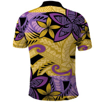 Plumeria Polynesian Pattern Polo Shirt Unique Fantasy Yellow Purple