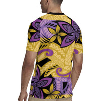 Plumeria Polynesian Pattern Rugby Jersey Unique Fantasy Yellow Purple