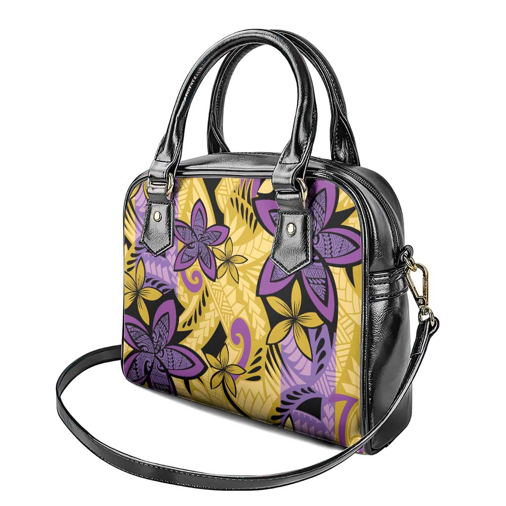 Plumeria Polynesian Pattern Shoulder Handbag Unique Fantasy Yellow Purple LT01 - Polynesian Pride