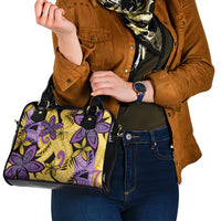 Plumeria Polynesian Pattern Shoulder Handbag Unique Fantasy Yellow Purple LT01 - Polynesian Pride