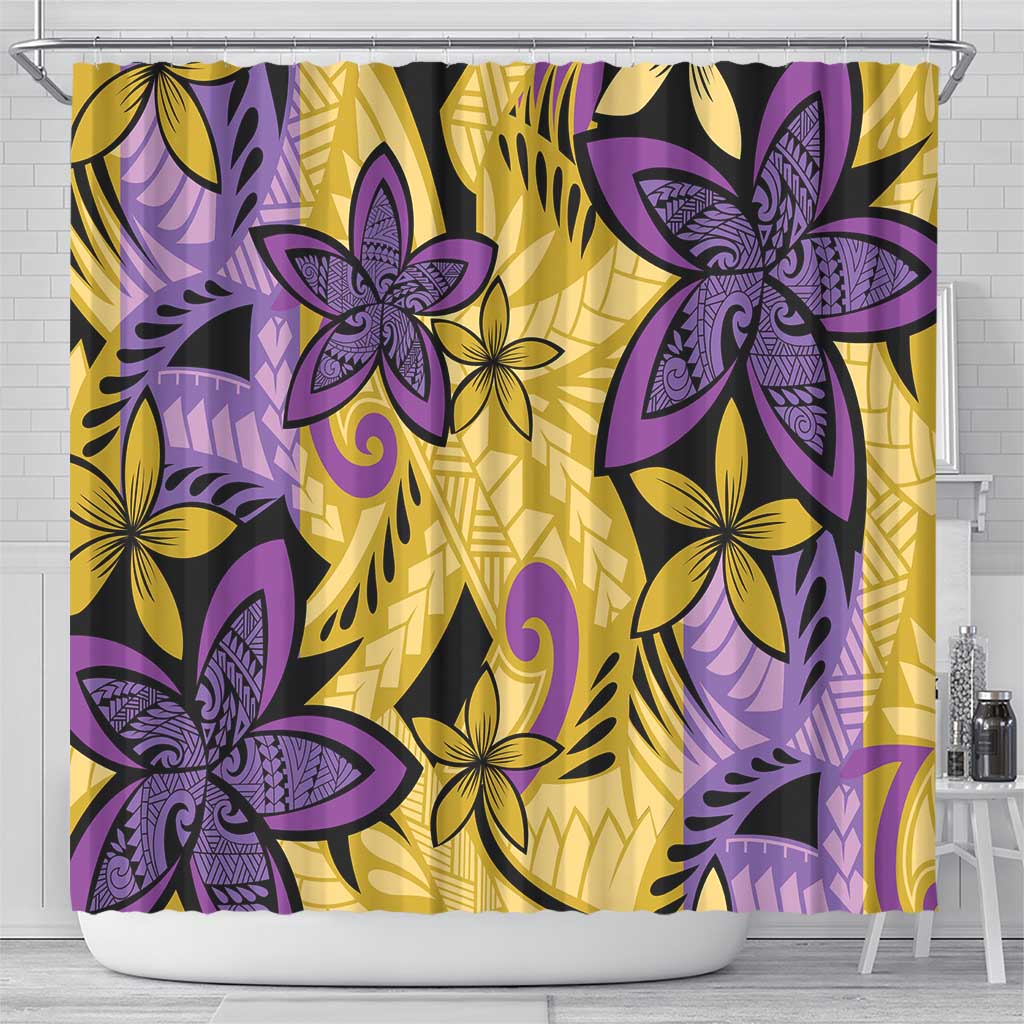 Plumeria Polynesian Pattern Shower Curtain Unique Fantasy Yellow Purple LT01 - Polynesian Pride