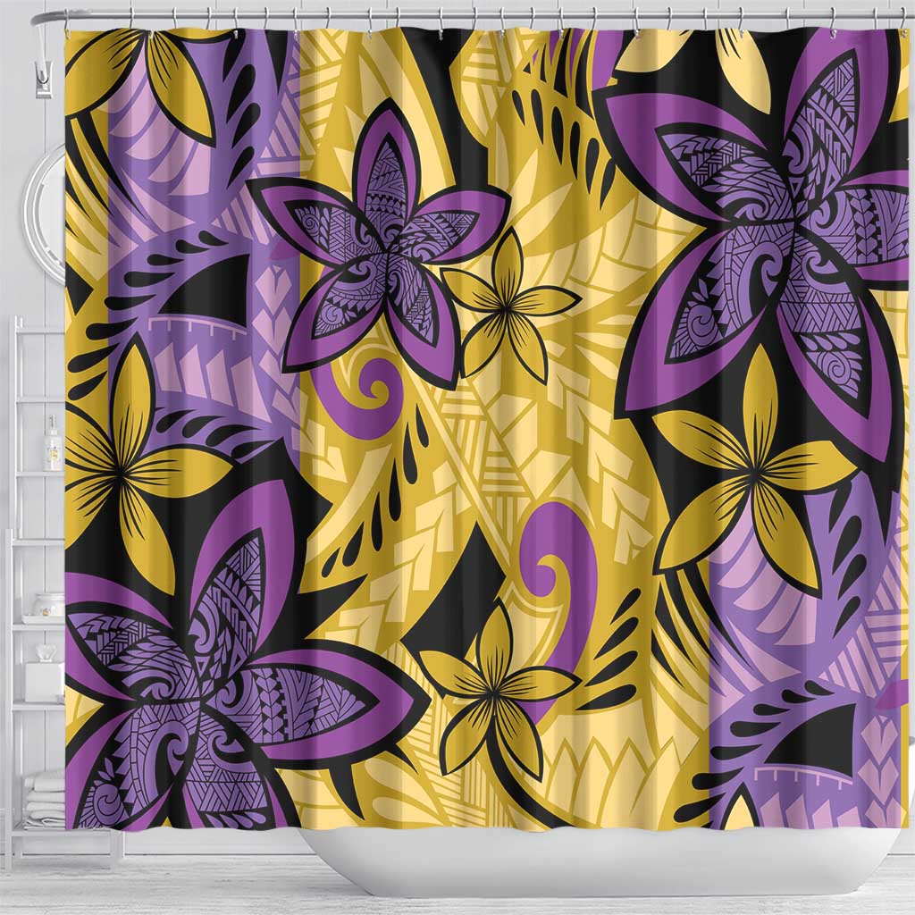 Plumeria Polynesian Pattern Shower Curtain Unique Fantasy Yellow Purple LT01 - Polynesian Pride