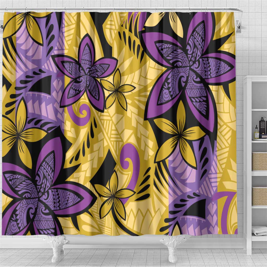 Plumeria Polynesian Pattern Shower Curtain Unique Fantasy Yellow Purple LT01 - Polynesian Pride