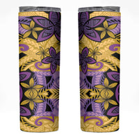 Plumeria Polynesian Pattern Skinny Tumbler Unique Fantasy Yellow Purple LT01 Yellow - Polynesian Pride