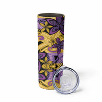 Plumeria Polynesian Pattern Skinny Tumbler Unique Fantasy Yellow Purple LT01 - Polynesian Pride