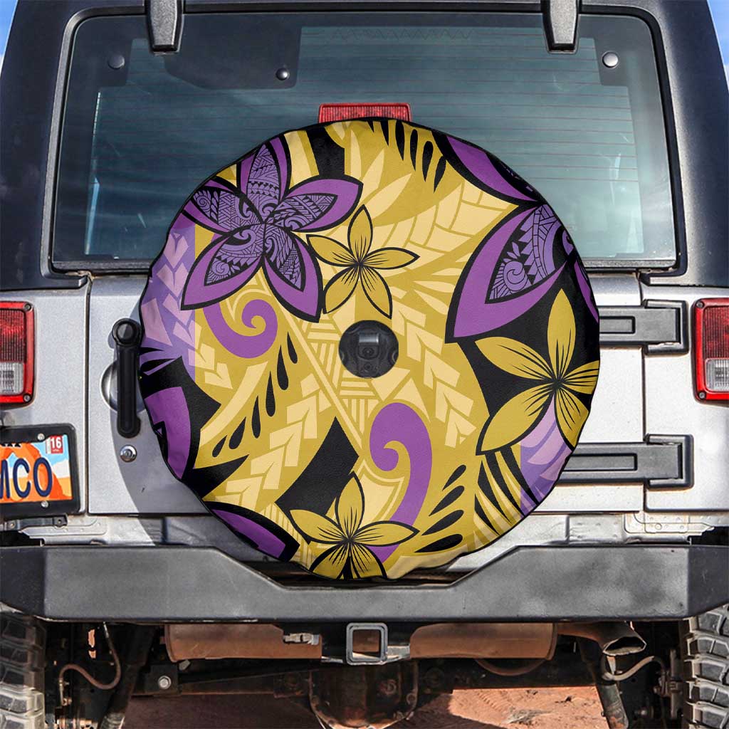 Plumeria Polynesian Pattern Spare Tire Cover Unique Fantasy Yellow Purple LT01 Yellow - Polynesian Pride