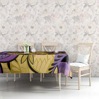 Plumeria Polynesian Pattern Tablecloth Unique Fantasy Yellow Purple