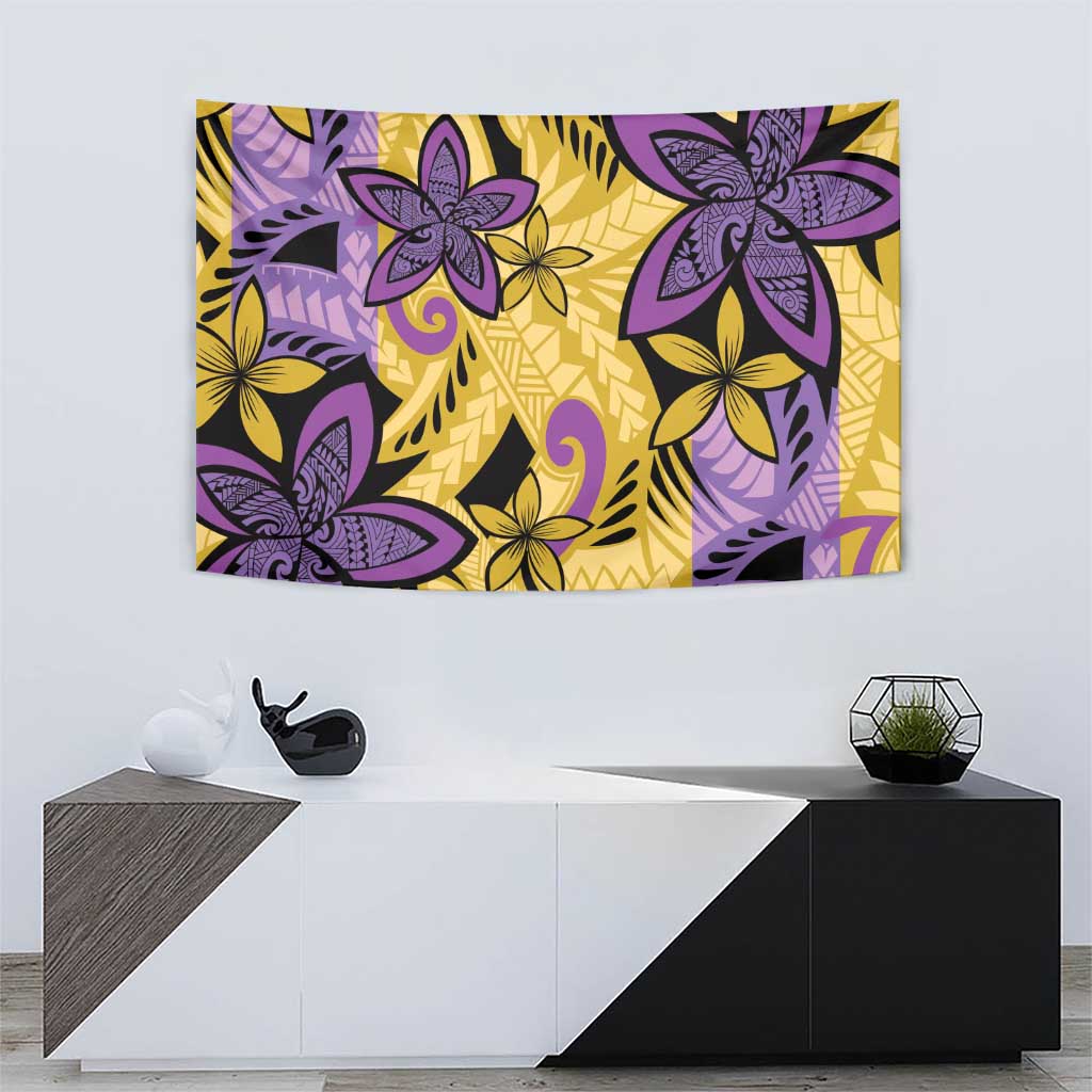 Plumeria Polynesian Pattern Tapestry Unique Fantasy Yellow Purple LT01 - Polynesian Pride