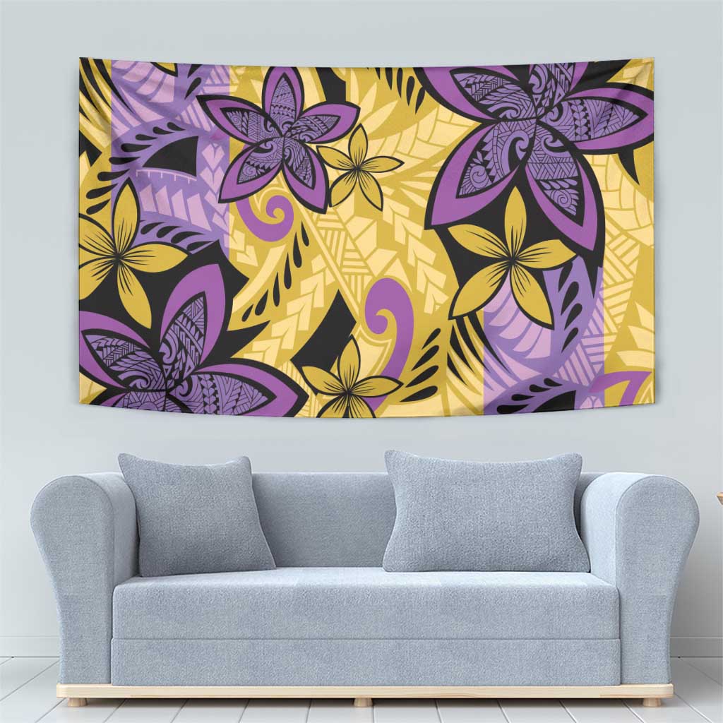 Plumeria Polynesian Pattern Tapestry Unique Fantasy Yellow Purple LT01 - Polynesian Pride