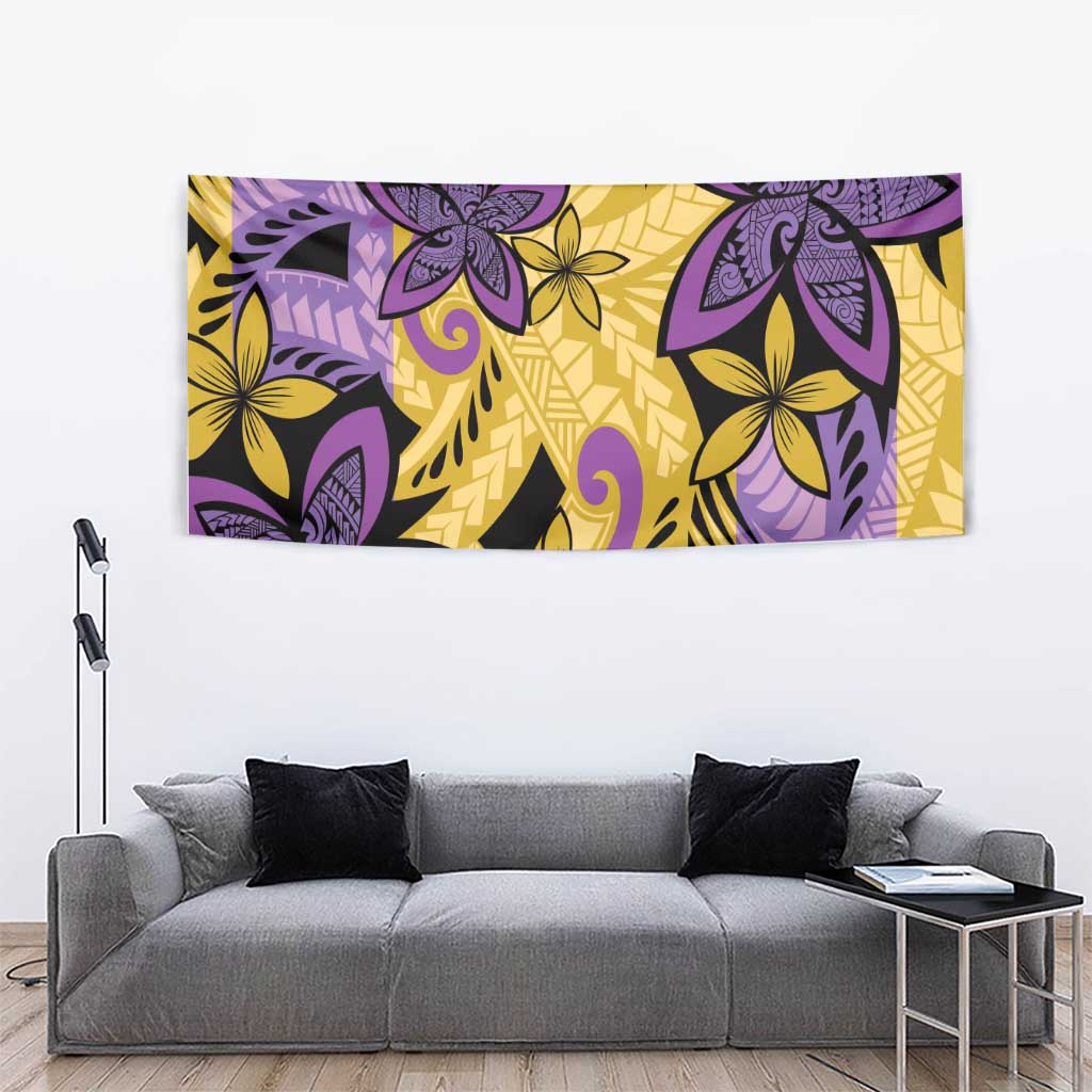 Plumeria Polynesian Pattern Tapestry Unique Fantasy Yellow Purple LT01 - Polynesian Pride