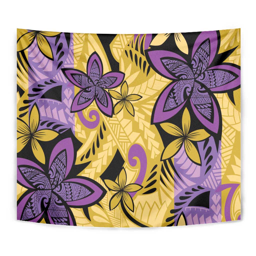 Plumeria Polynesian Pattern Tapestry Unique Fantasy Yellow Purple LT01 - Polynesian Pride