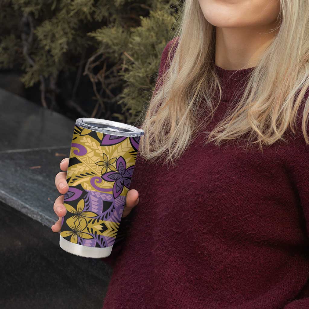 Plumeria Polynesian Pattern Tumbler Cup Unique Fantasy Yellow Purple LT01 - Polynesian Pride