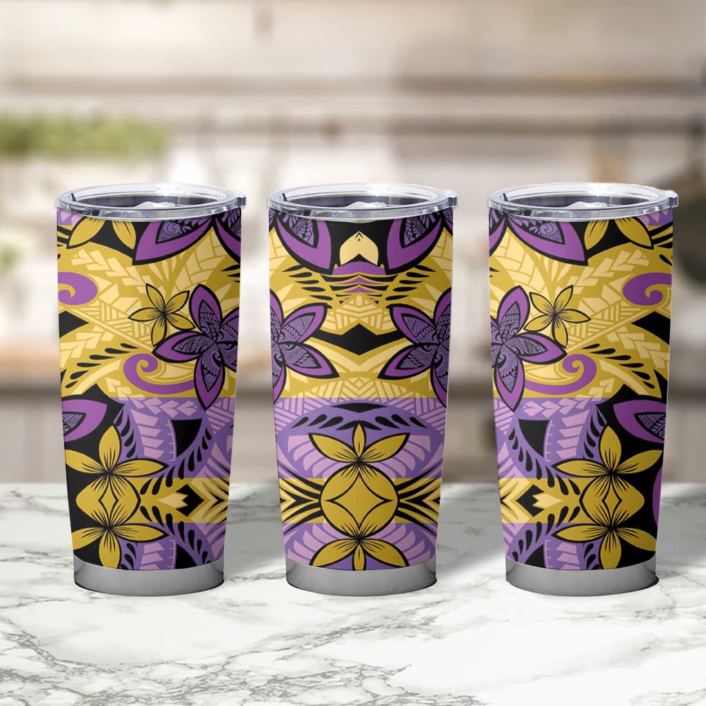 Plumeria Polynesian Pattern Tumbler Cup Unique Fantasy Yellow Purple LT01 - Polynesian Pride