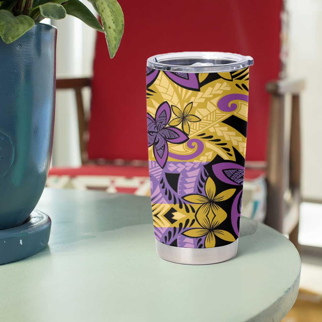 Plumeria Polynesian Pattern Tumbler Cup Unique Fantasy Yellow Purple LT01 - Polynesian Pride