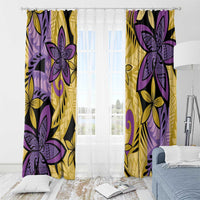 Plumeria Polynesian Pattern Window Curtain Unique Fantasy Yellow Purple