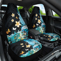 Blue Grunge Polynesian Pattern Car Seat Cover Plumeria Floral LT01 One Size Blue - Polynesian Pride