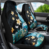 Blue Grunge Polynesian Pattern Car Seat Cover Plumeria Floral LT01 - Polynesian Pride