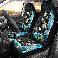 Blue Grunge Polynesian Pattern Car Seat Cover Plumeria Floral LT01 - Polynesian Pride