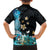 Blue Grunge Polynesian Pattern Family Matching Summer Maxi Dress and Hawaiian Shirt Plumeria Floral