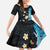 Blue Grunge Polynesian Pattern Family Matching Summer Maxi Dress and Hawaiian Shirt Plumeria Floral