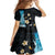 Blue Grunge Polynesian Pattern Family Matching Summer Maxi Dress and Hawaiian Shirt Plumeria Floral