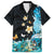 Blue Grunge Polynesian Pattern Family Matching Summer Maxi Dress and Hawaiian Shirt Plumeria Floral
