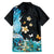 Blue Grunge Polynesian Pattern Family Matching Summer Maxi Dress and Hawaiian Shirt Plumeria Floral