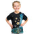 Blue Grunge Polynesian Pattern Kid T Shirt Plumeria Floral