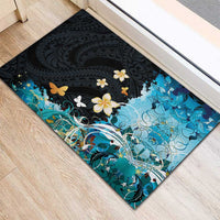 Blue Grunge Polynesian Pattern Rubber Doormat Plumeria Floral LT01 - Polynesian Pride