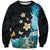 Blue Grunge Polynesian Pattern Sweatshirt Plumeria Floral