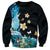 Blue Grunge Polynesian Pattern Sweatshirt Plumeria Floral