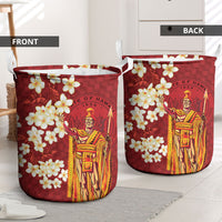 Hawaii King Kamehameha Laundry Basket Plumeria Lauhala Pattern