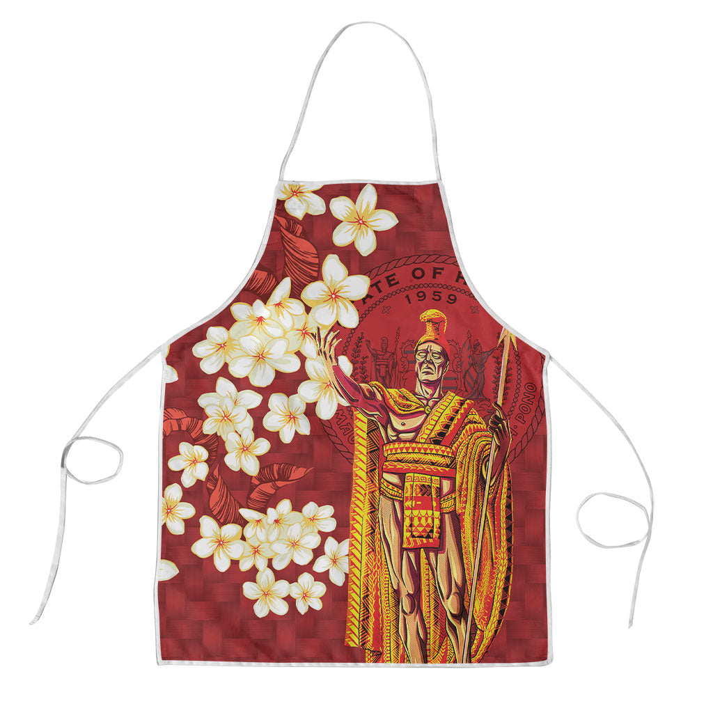 Hawaii King Kamehameha Apron Plumeria Lauhala Pattern LT01 Red - Polynesian Pride