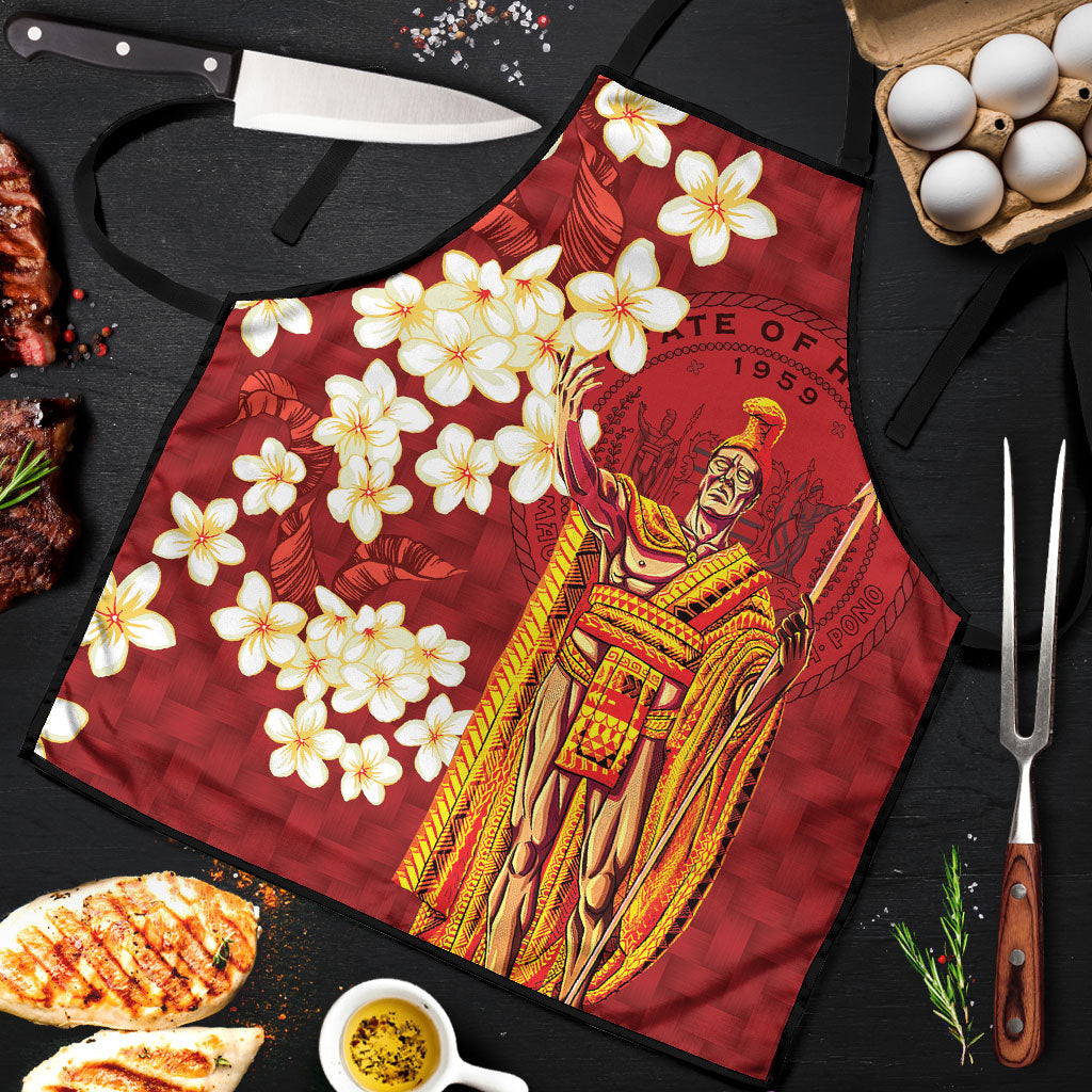 Hawaii King Kamehameha Apron Plumeria Lauhala Pattern LT01 Red - Polynesian Pride