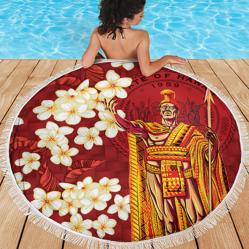 Hawaii King Kamehameha Beach Blanket Plumeria Lauhala Pattern LT01 - Polynesian Pride