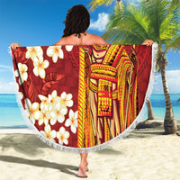 Hawaii King Kamehameha Beach Blanket Plumeria Lauhala Pattern LT01 - Polynesian Pride