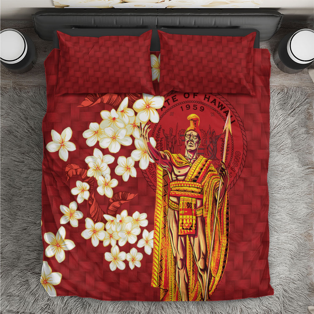 Hawaii King Kamehameha Bedding Set Plumeria Lauhala Pattern