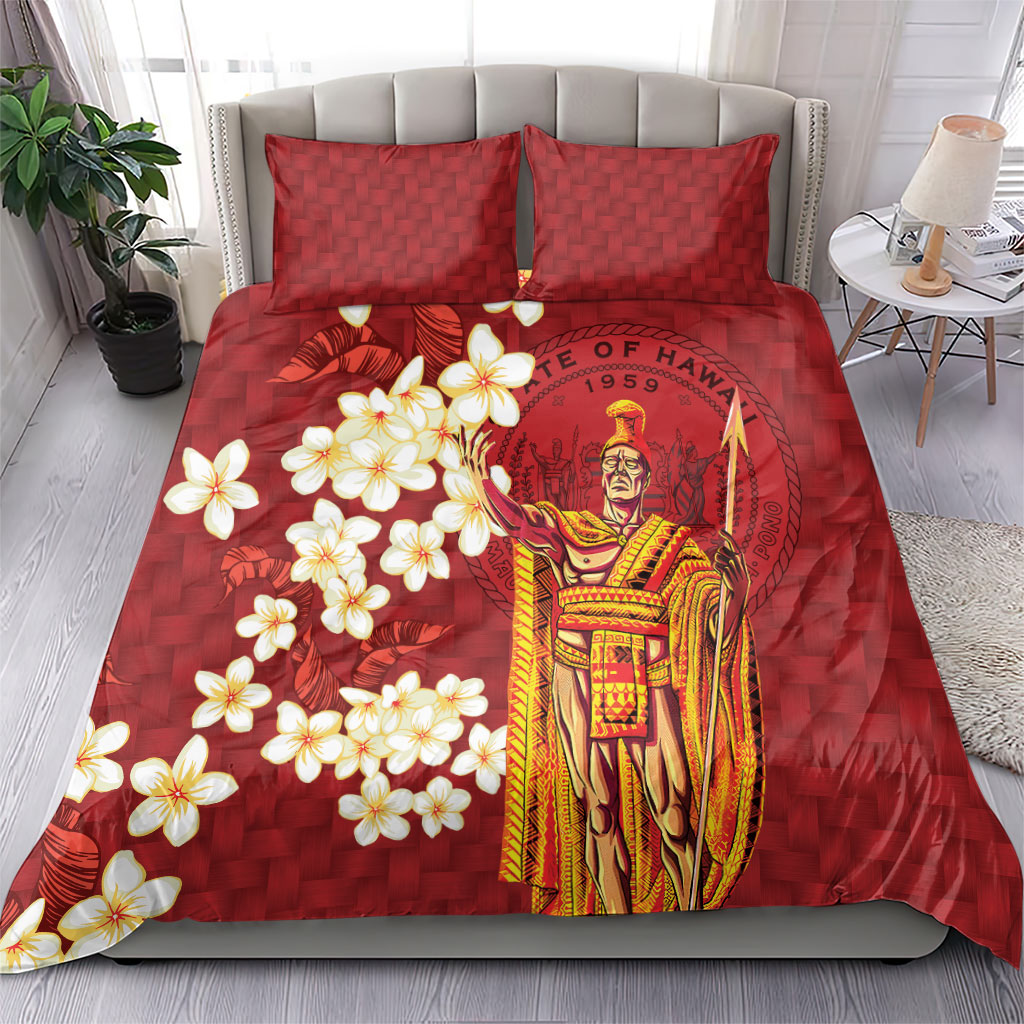 Hawaii King Kamehameha Bedding Set Plumeria Lauhala Pattern