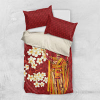 Hawaii King Kamehameha Bedding Set Plumeria Lauhala Pattern