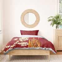 Hawaii King Kamehameha Bedding Set Plumeria Lauhala Pattern