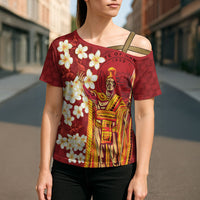 Hawaii King Kamehameha Cross Shoulder Shirt Plumeria Lauhala Pattern LT01 - Polynesian Pride