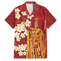 Hawaii King Kamehameha Family Matching Mermaid Dress and Hawaiian Shirt Plumeria Lauhala Pattern LT01 Dad's Shirt - Short Sleeve Red - Polynesian Pride
