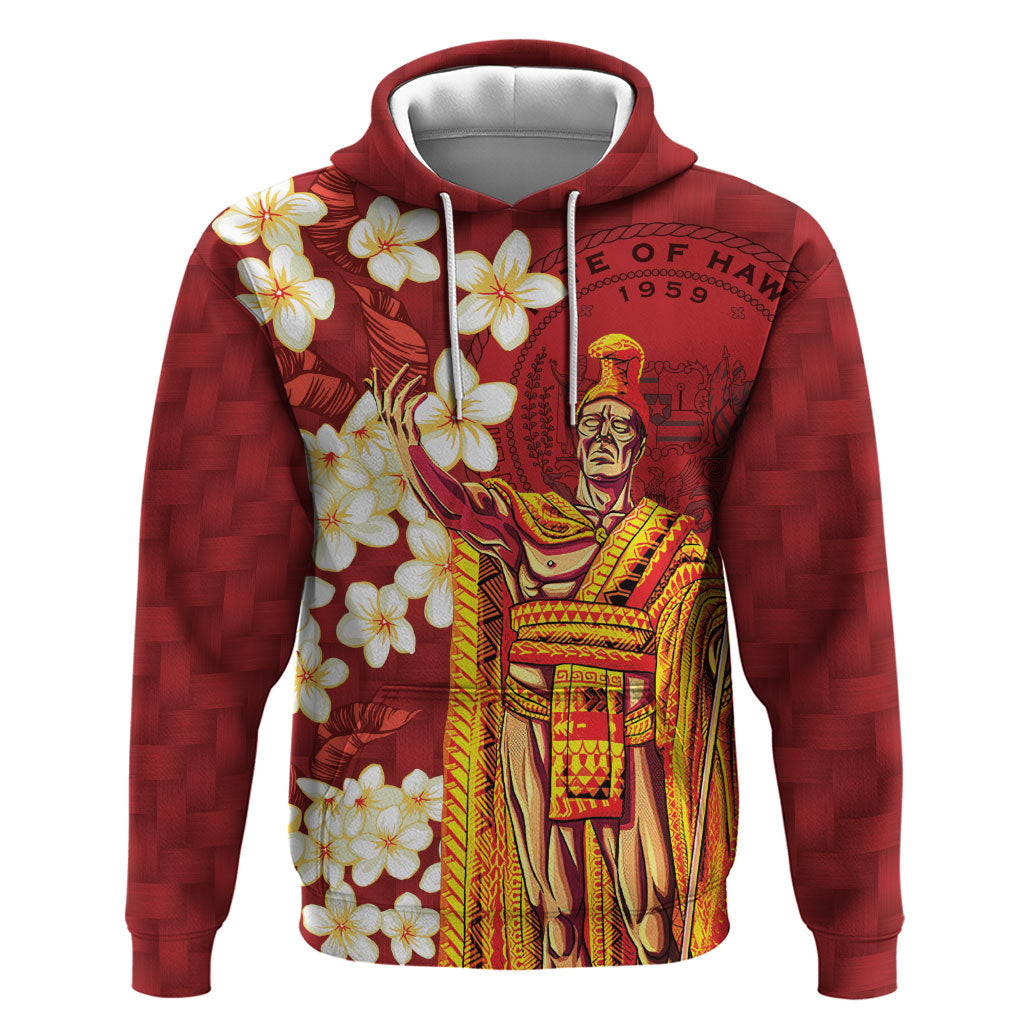Hawaii King Kamehameha Hoodie Plumeria Lauhala Pattern