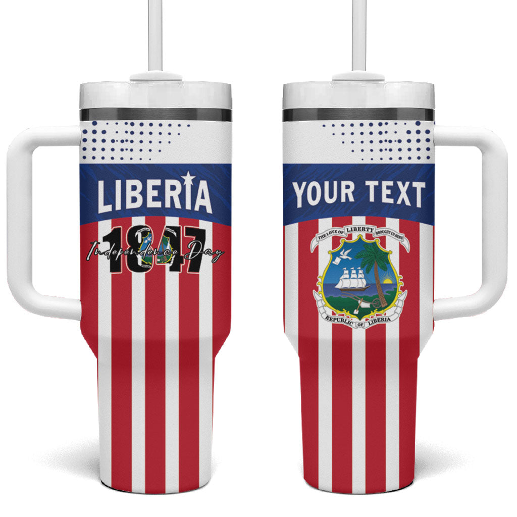 Personalized Liberia 1847 Tumbler With Handle Happy Independence Day LT01 One Size: 40 oz Multicolor - Polynesian Pride