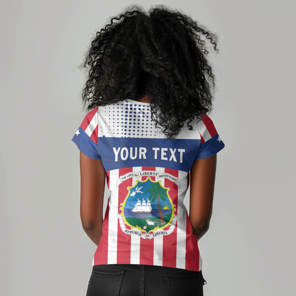Personalized Liberia 1847 Women V-Neck T-Shirt Happy Independence Day